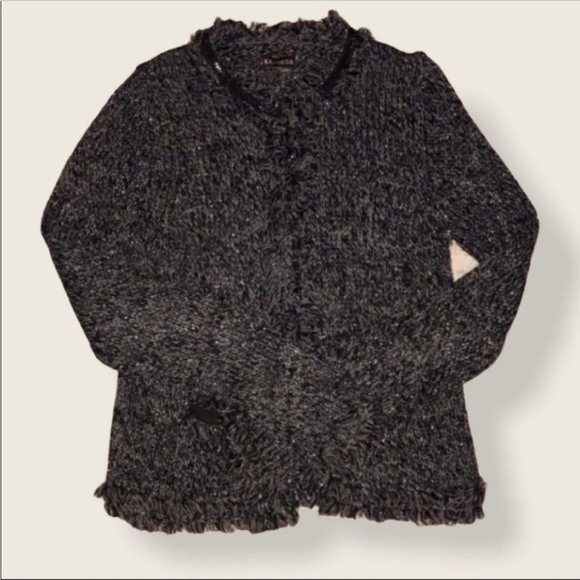 Express Silver & Black Glitter Coat Blazer Sweater Small NWOT - Picture 5 of 9